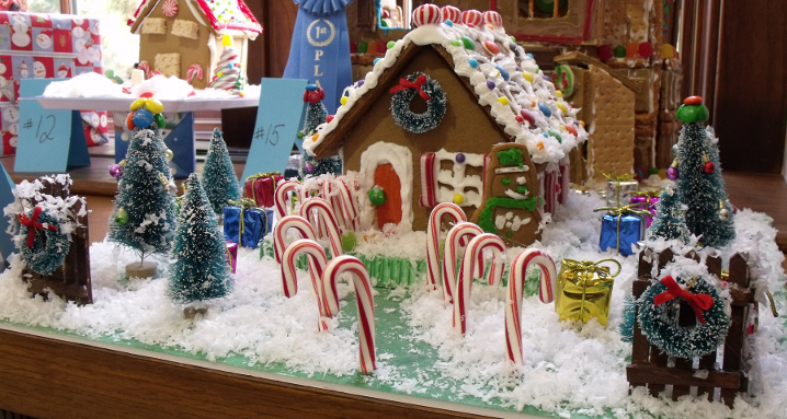 [photo of gingerbread house 14 (and parts of 15 and 12)]