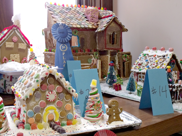 [photo of gingerbread houses 2, 14, 15, 12]