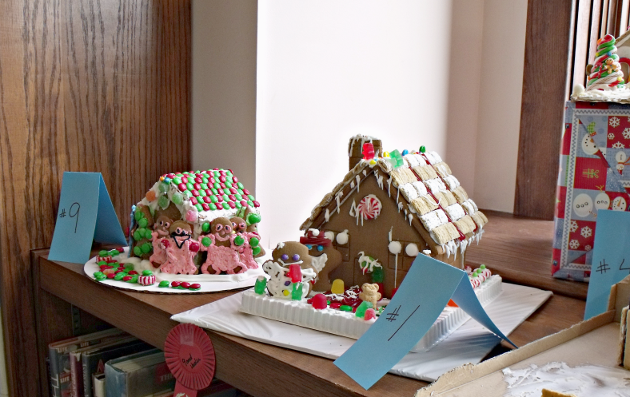[photo of gingerbread houses 1 and 9]