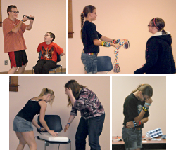 [photos of several teens doing improv]